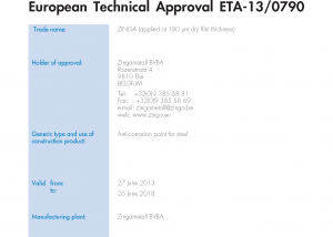 European Technical ApprovalZINGA